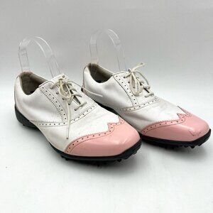 FootJoy Lopro 97306 Wingtip Leather Golf Shoes‎ Pink White Size 8.5